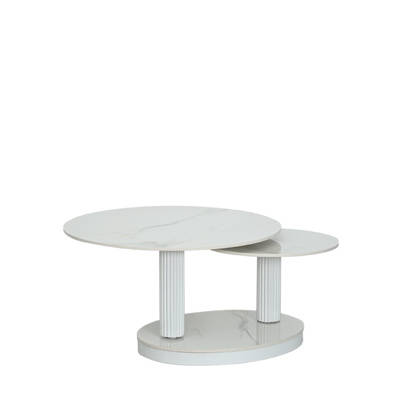 BALLOON SWIVEL COFFEE TABLE W/ STONE TOP