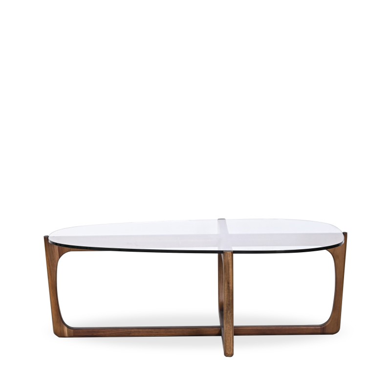 LN HOME: MID-CENTURY TEMPERED GLASS COFFEE TABLE
