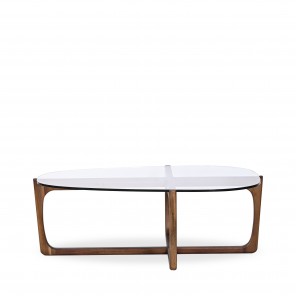 LN HOME: MID-CENTURY TEMPERED GLASS COFFEE TABLE