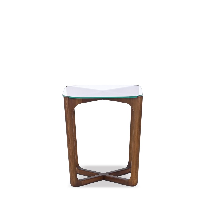 LN HOME: MID-CENTURY TEMPERED GLASS SIDE TABLE