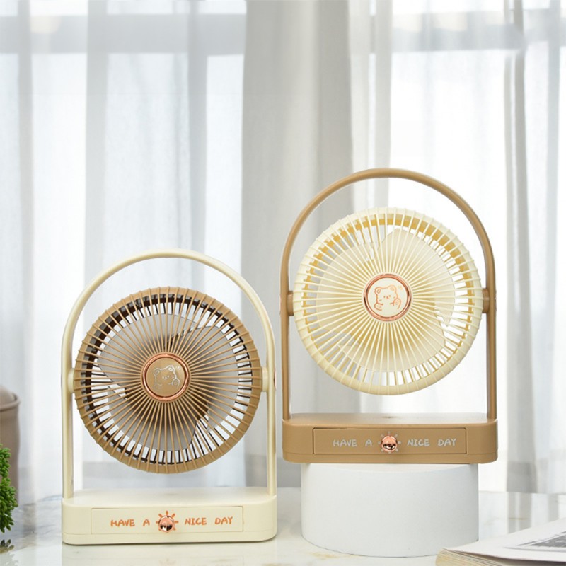 BEAR DESK FAN W/ LED (CREAM / BROWN)
