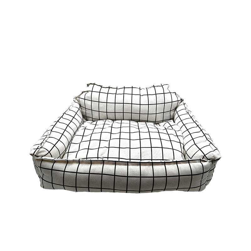 PT CHECKERED PET SOFA - WHITE