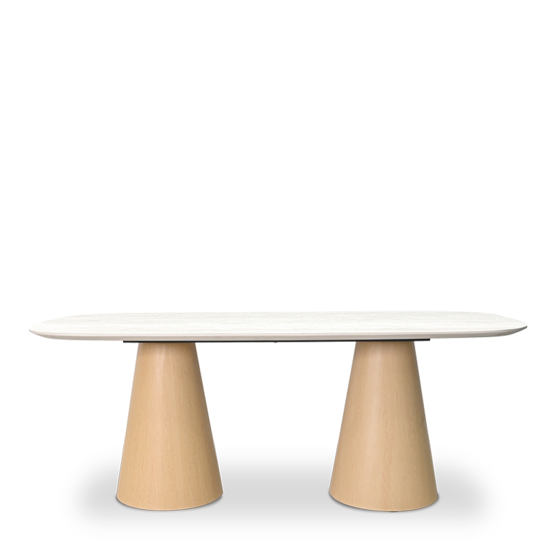 ROMELLO SNOW TRAVERTINE SINTERED STONE DINING TABLE