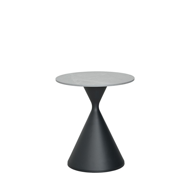 SOLAR ROUND END TABLE W/ STONE TOP