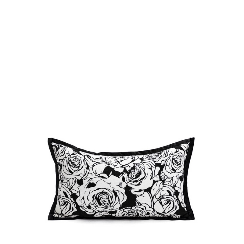 THROW CUSHION - BLACK ROSE KIDNEY PILLOW