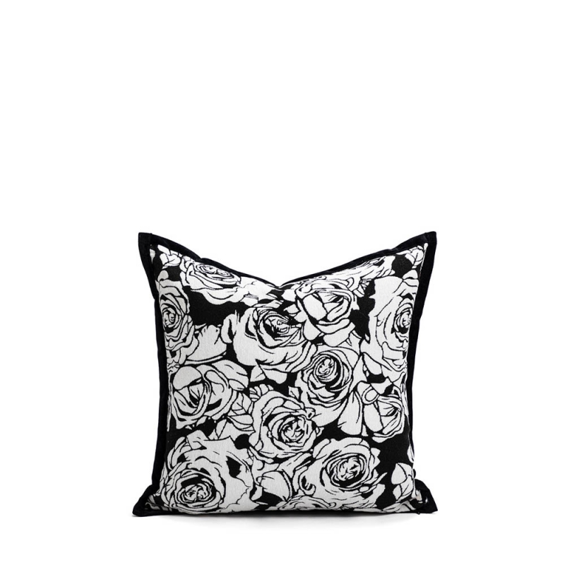 THROW CUSHION - BLACK ROSE