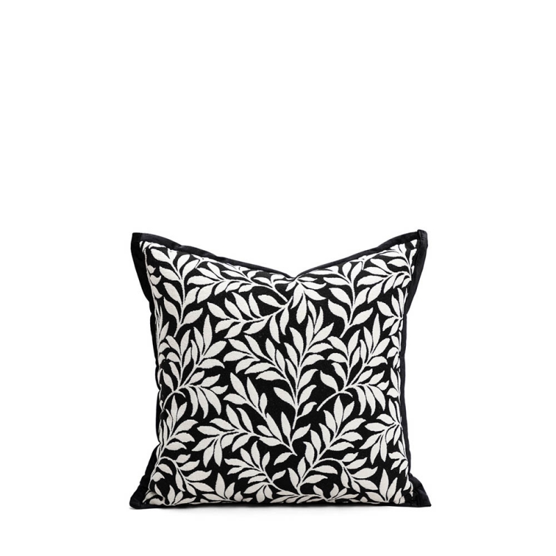 THROW CUSHION - BLACK & WHITE FOLIAGE