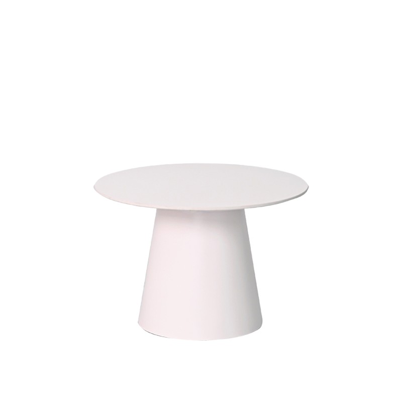 VANILLA ROUND COFFEE TABLE W/ STONE TOP